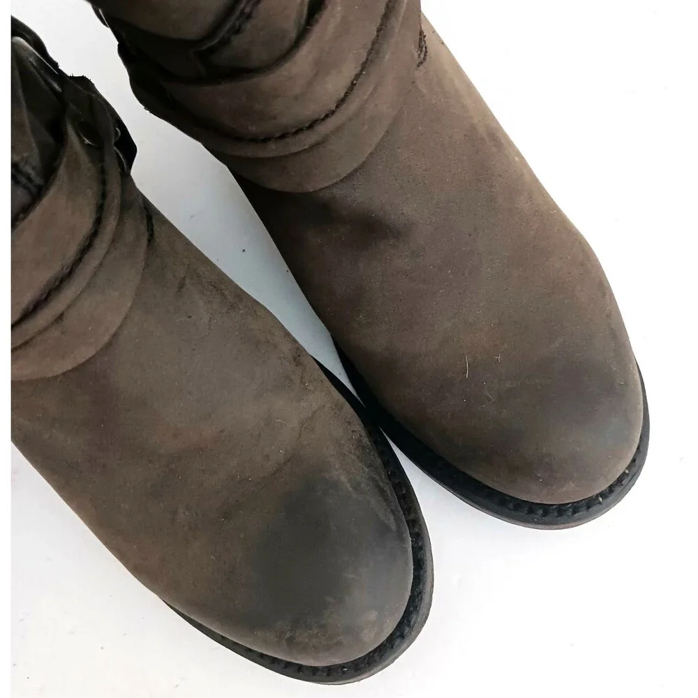 Independent Boot Co Brown Leather Moto Ankle Boot Harness Strap Made Mexico 6.5